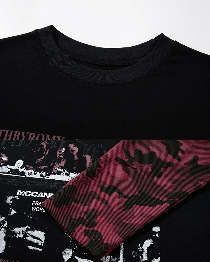 KIIKIO Dark Camo Layered Graphic Long Sleeve Tee