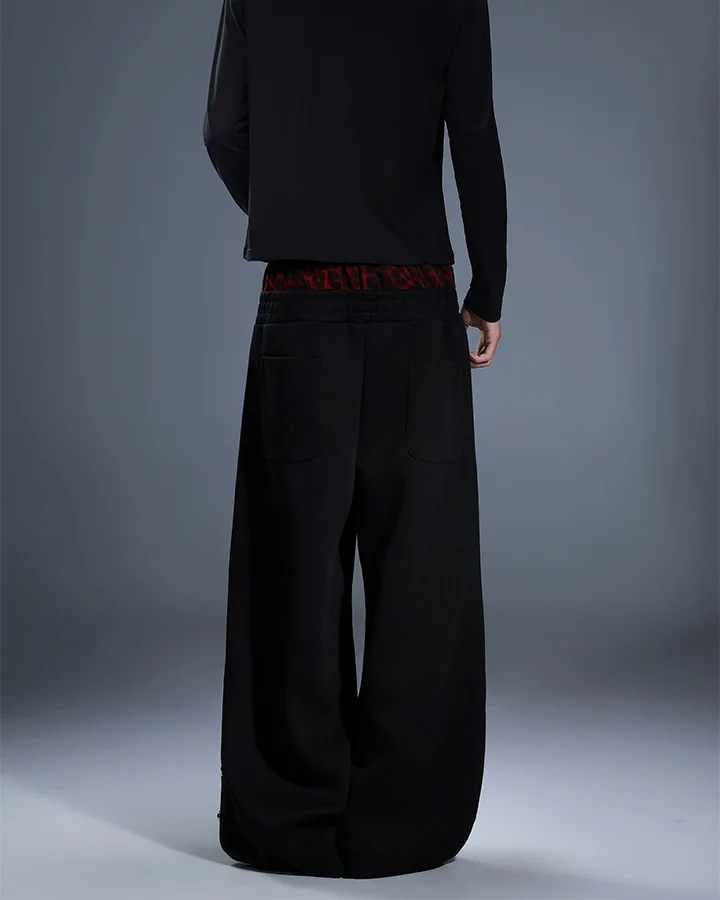 KIIKIO Leopard Waistband Studded Graphic Wide Leg Sweatpants