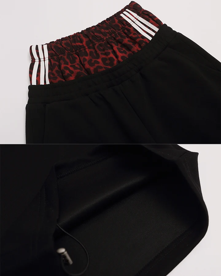 KIIKIO Leopard Waistband Studded Graphic Wide Leg Sweatpants