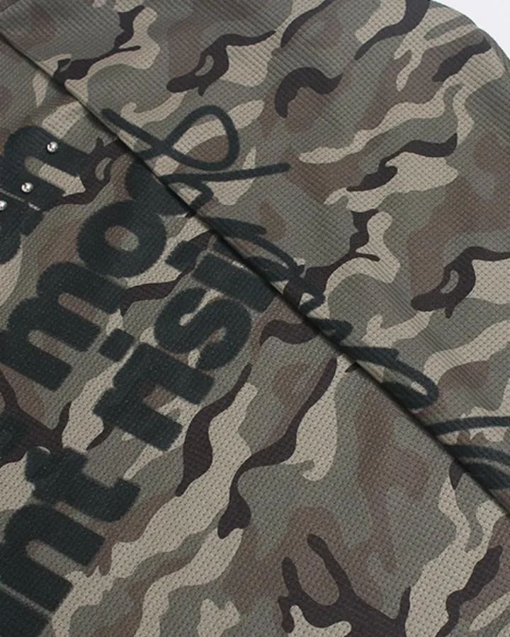 KIIKIO Camouflage Graphic Crewneck Long Sleeve T-Shirt