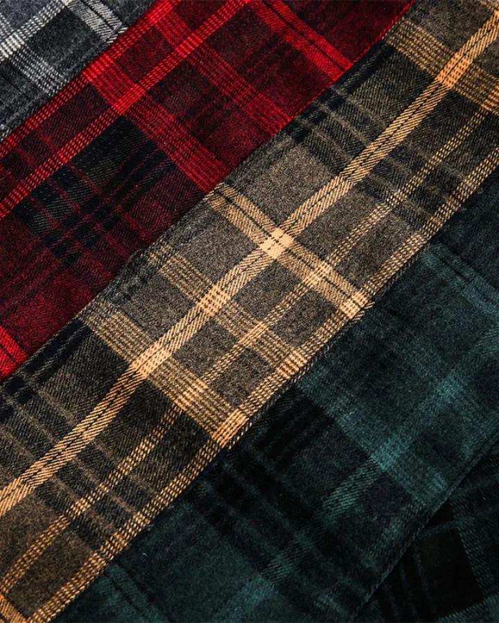 KIIKIO Vintage Patchwork Plaid Work Shirt