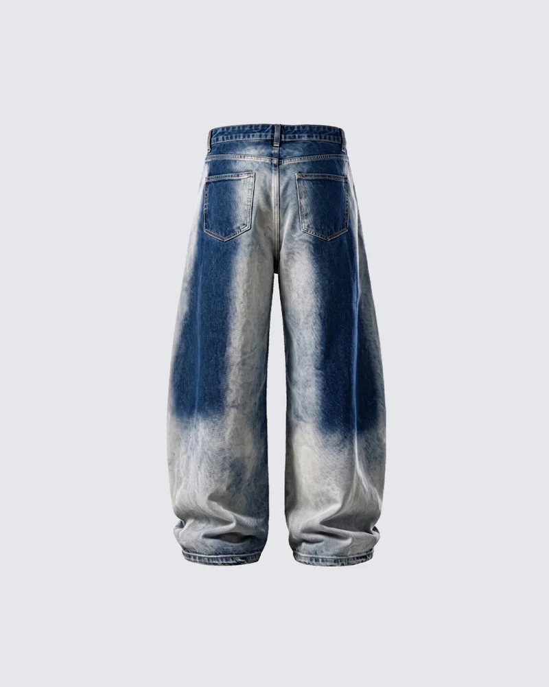 KIIKIO Vintage Washed Wide Leg Denim Jeans