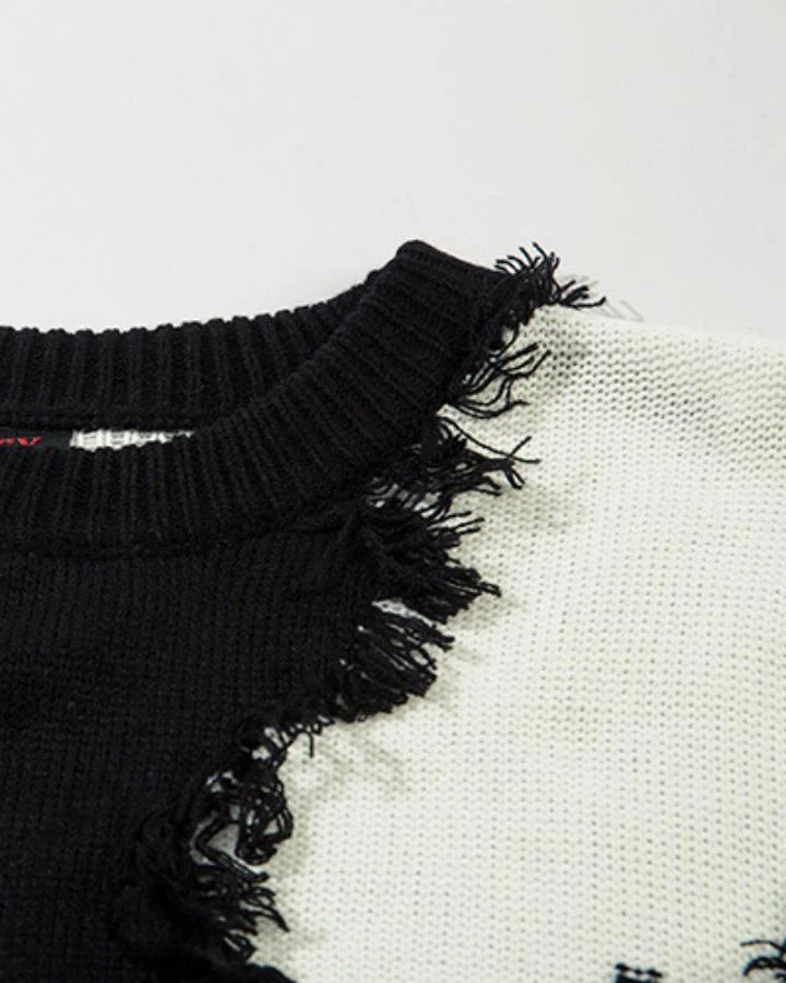 KIIKIO Vintage Distressed Patchwork Knit Sweater