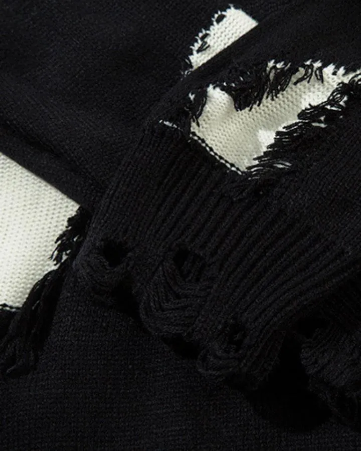 KIIKIO Vintage Distressed Patchwork Knit Sweater