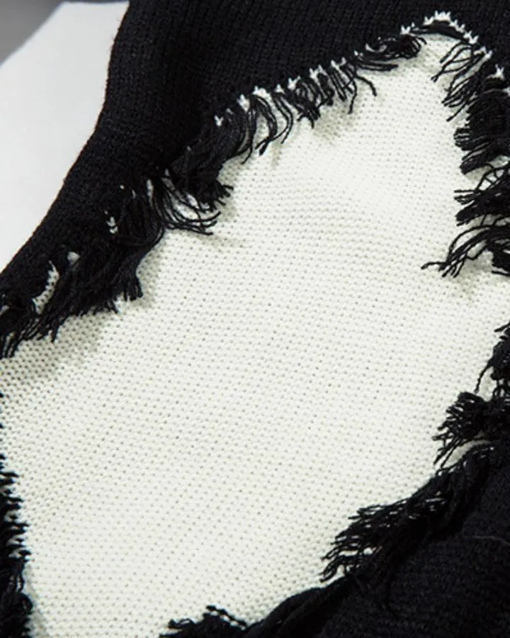 KIIKIO Vintage Distressed Patchwork Knit Sweater