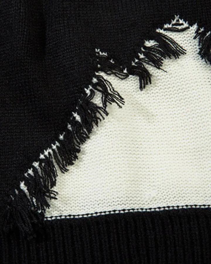 KIIKIO Vintage Distressed Patchwork Knit Sweater