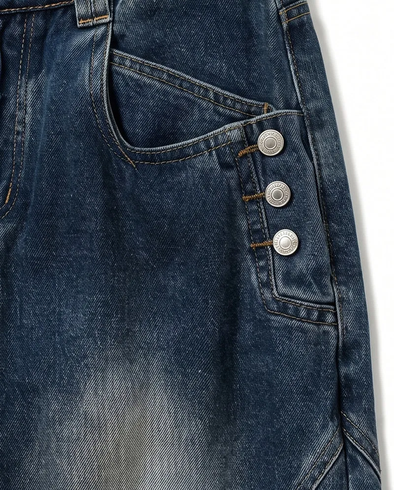 KIIKIO American Distressed Double-Waistband Jeans