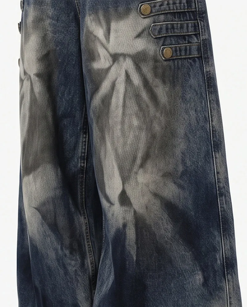 KIIKIO American-Style Individuality Wide Leg Denim Jeans