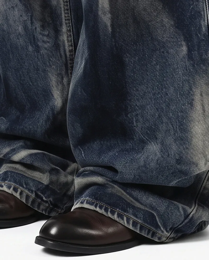 KIIKIO American-Style Individuality Wide Leg Denim Jeans