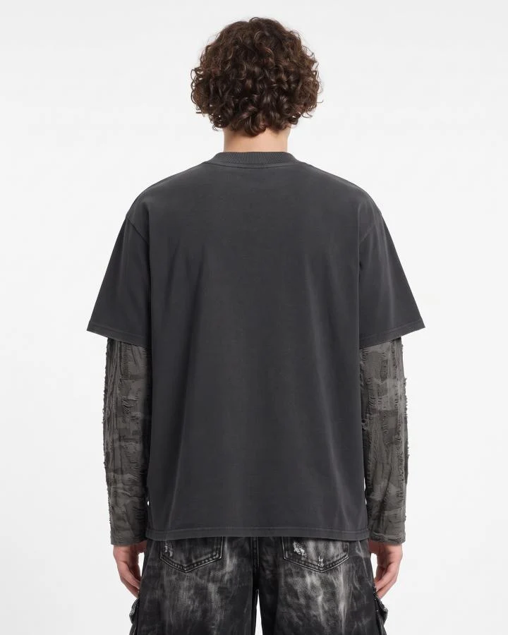 KIIKIO Vintage Layered Graphic Long Sleeve T-Shirt