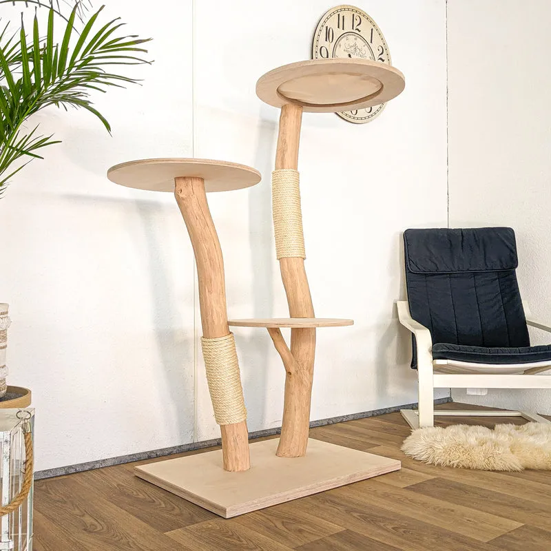 RESERVIERT - Naturkratzbaum 4615 Kratzbaum Natur Holz Design 147 cm hoch Katzenbaum