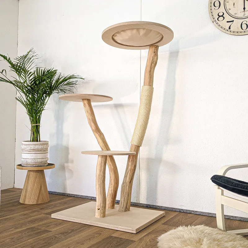 RESERVIERT - Naturkratzbaum 4614 Kratzbaum Natur Holz Design 150 cm hoch Katzenbaum