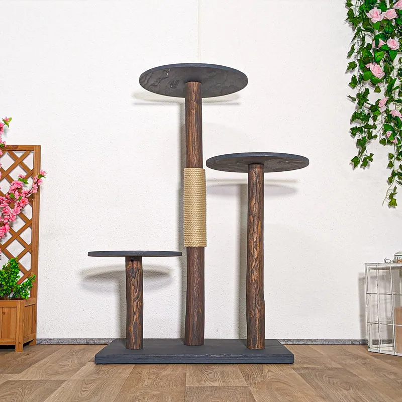 AUSSTELLUNGSSTÜCK Outdoor Naturkratzbaum SA-CA0037 Kratzbaum Natur Holz Design 125 cm hoch Katzenbaum