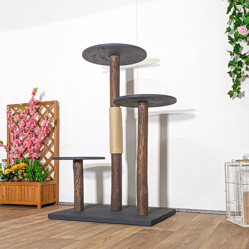 AUSSTELLUNGSSTÜCK Outdoor Naturkratzbaum SA-CA0037 Kratzbaum Natur Holz Design 125 cm hoch Katzenbaum
