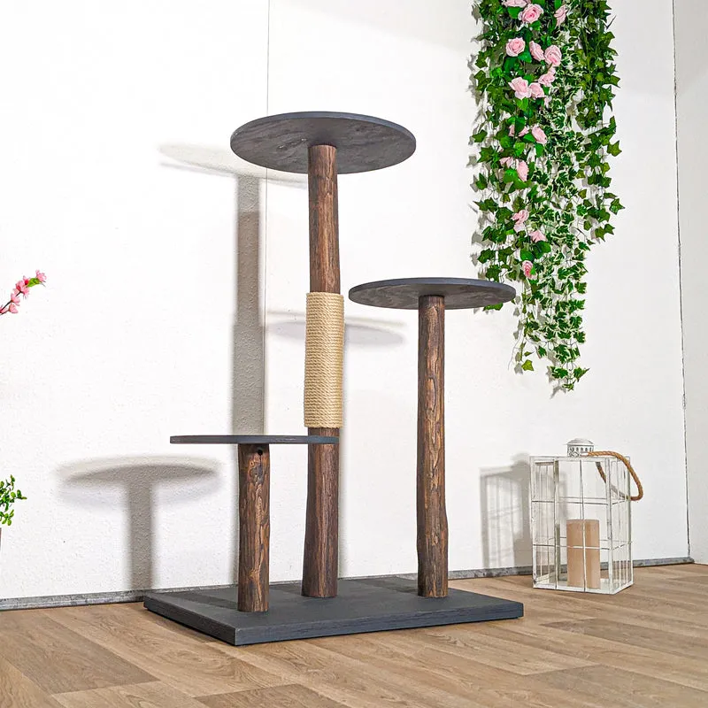 AUSSTELLUNGSSTÜCK Outdoor Naturkratzbaum SA-CA0037 Kratzbaum Natur Holz Design 125 cm hoch Katzenbaum