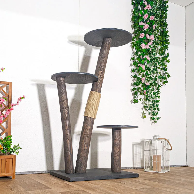 AUSSTELLUNGSSTÜCK Outdoor Naturkratzbaum SA-CA0032 Kratzbaum Natur Holz Design 155 cm hoch Katzenbaum