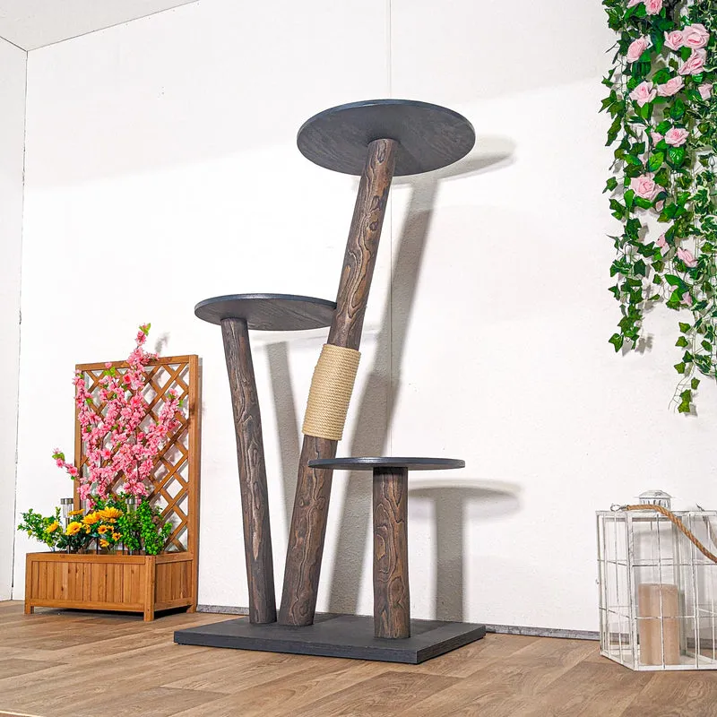 AUSSTELLUNGSSTÜCK Outdoor Naturkratzbaum SA-CA0032 Kratzbaum Natur Holz Design 155 cm hoch Katzenbaum