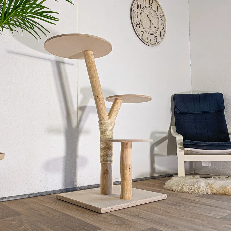 RESERVIERT + ÄNDERUNG Naturkratzbaum 4606 Kratzbaum Natur Holz Design 114 cm hoch Katzenbaum