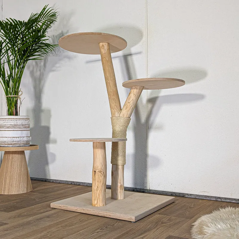 RESERVIERT + ÄNDERUNG Naturkratzbaum 4606 Kratzbaum Natur Holz Design 114 cm hoch Katzenbaum