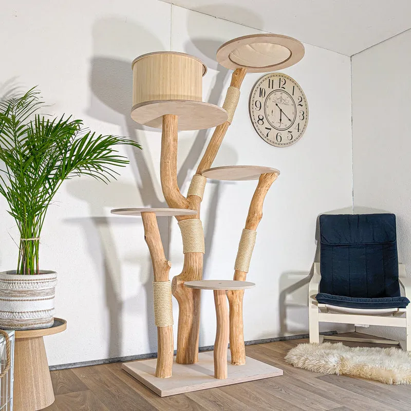 Naturkratzbaum 4605 Kratzbaum Natur Holz Design 203 cm hoch Katzenbaum