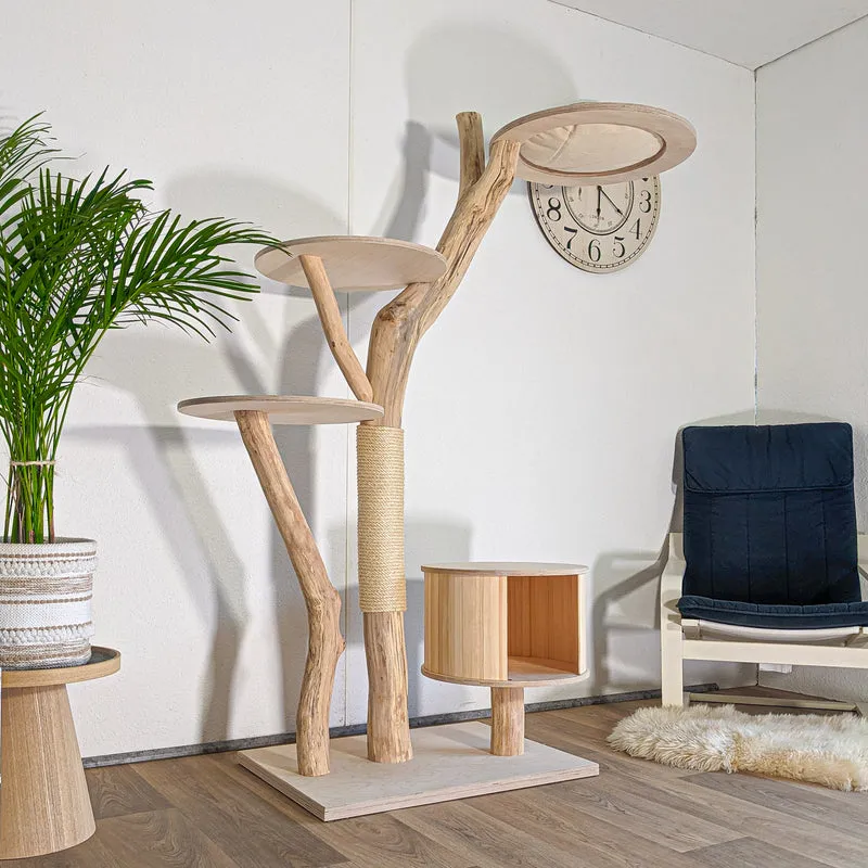 RESERVIERT - Naturkratzbaum 4604 Kratzbaum Natur Holz Design 175 cm hoch Katzenbaum