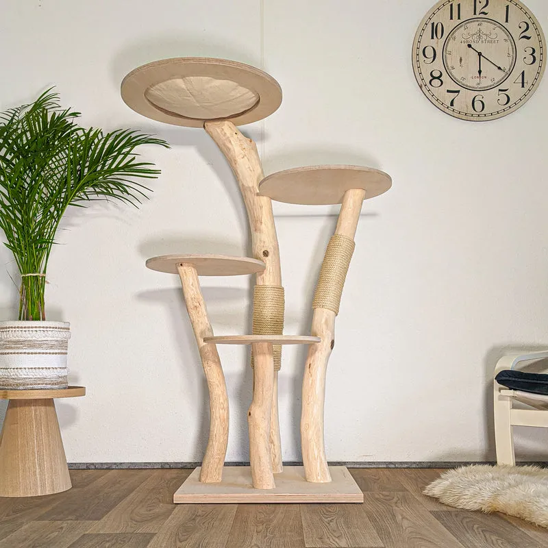 Naturkratzbaum 4595 Kratzbaum Natur Holz Design 145 cm hoch Katzenbaum