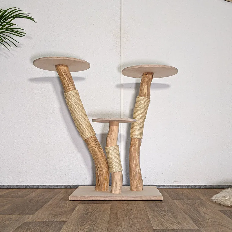 RESERVIERT - Naturkratzbaum KA081 Kratzbaum Natur Holz Design 95 cm hoch Katzenbaum