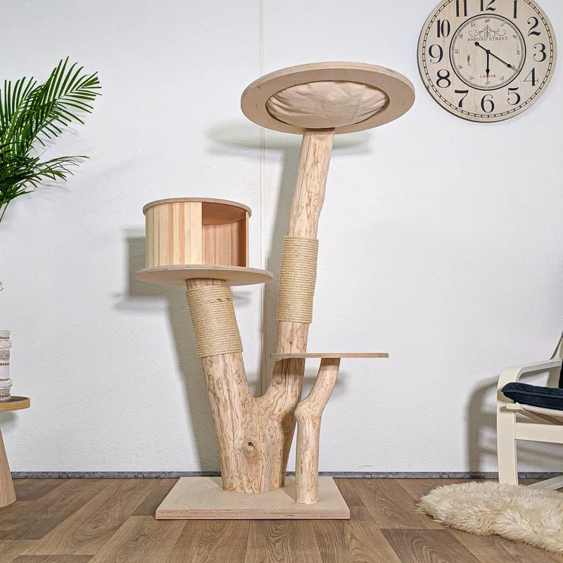 Naturkratzbaum 4589 Kratzbaum Natur Holz Design 140 cm hoch Katzenbaum