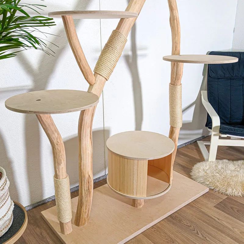 RESERVIERT - Naturkratzbaum 4585 Kratzbaum Natur Holz Design 190 cm hoch Katzenbaum