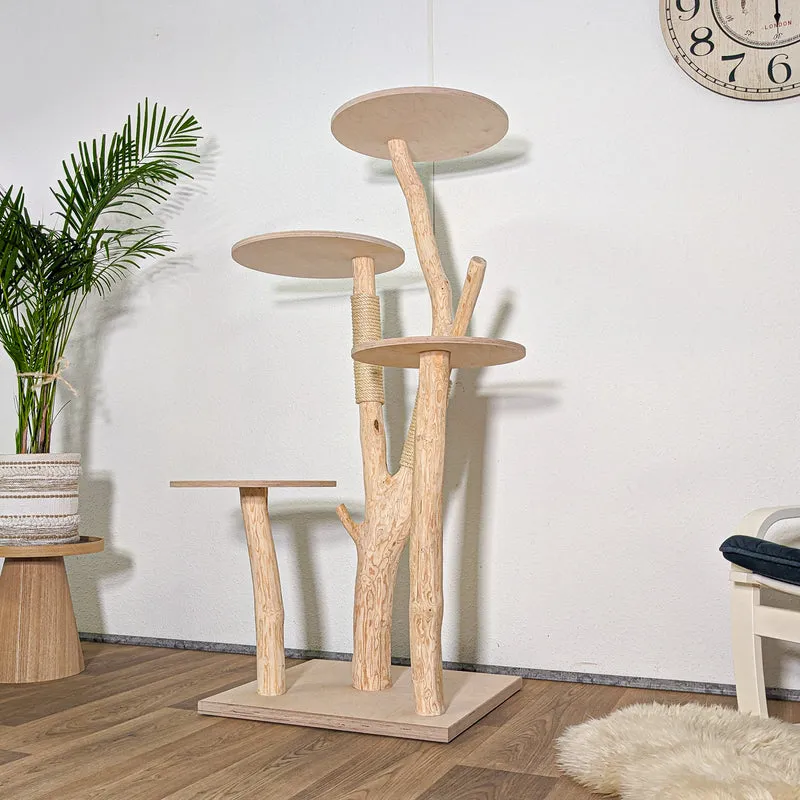 Naturkratzbaum 4584 Kratzbaum Natur Holz Design 145 cm hoch Katzenbaum