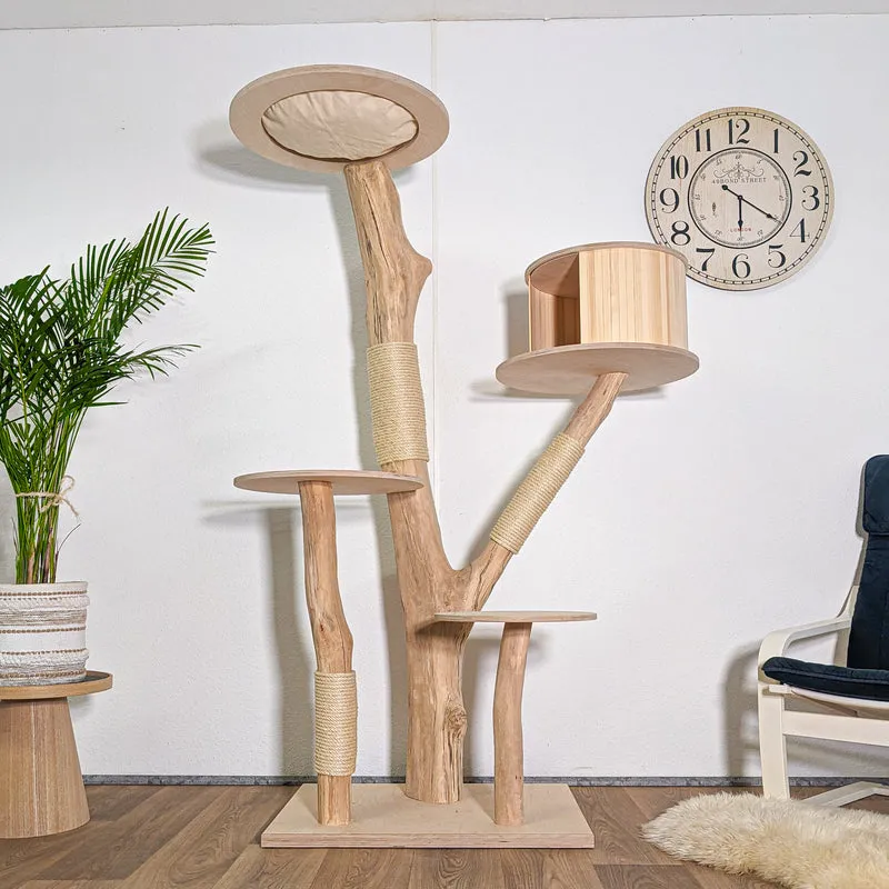 Naturkratzbaum 4578 Kratzbaum Natur Holz Design 185 cm hoch Katzenbaum