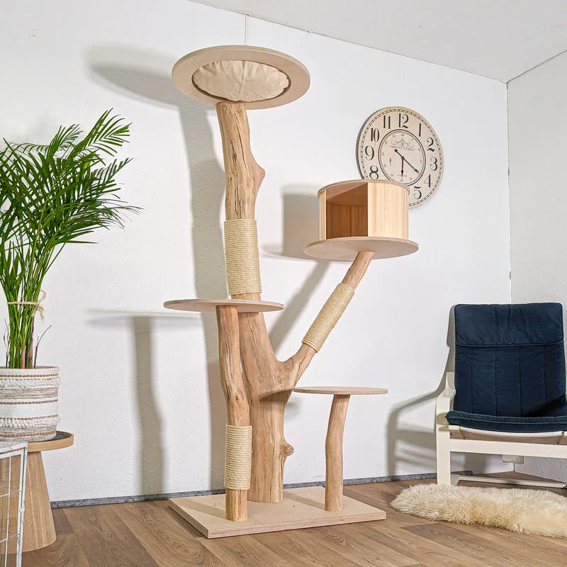Naturkratzbaum 4578 Kratzbaum Natur Holz Design 185 cm hoch Katzenbaum
