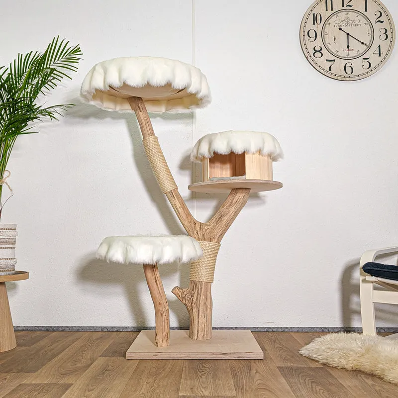 RESERVIERT - Naturkratzbaum 4577 Kratzbaum Natur Holz Design 140 cm hoch Katzenbaum