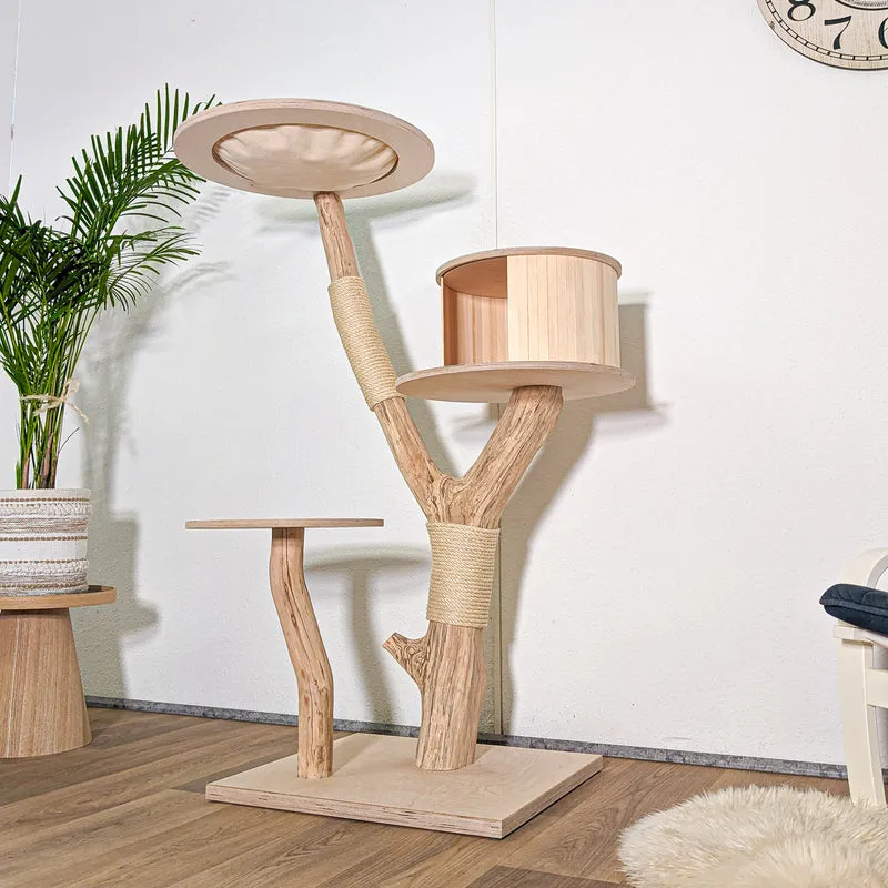 RESERVIERT - Naturkratzbaum 4577 Kratzbaum Natur Holz Design 140 cm hoch Katzenbaum