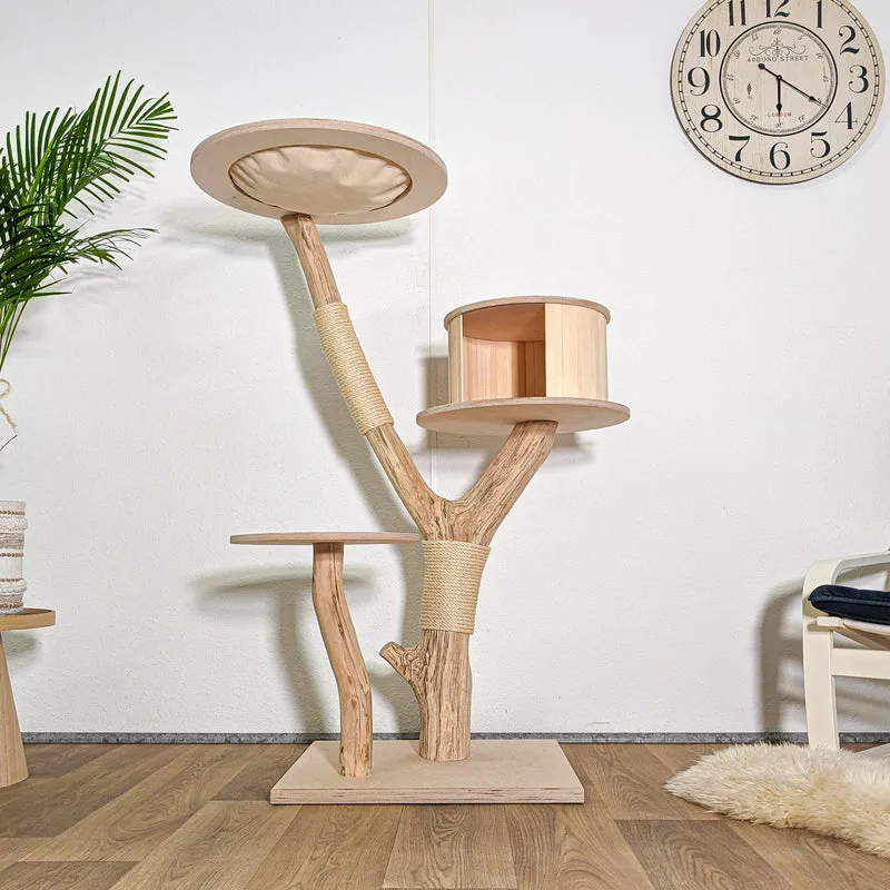 RESERVIERT - Naturkratzbaum 4577 Kratzbaum Natur Holz Design 140 cm hoch Katzenbaum