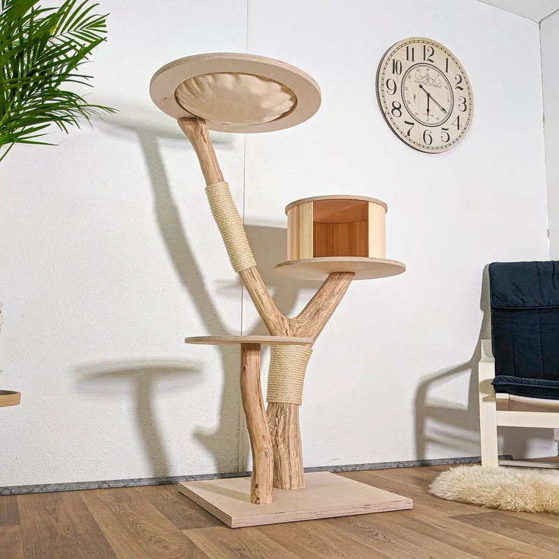 RESERVIERT - Naturkratzbaum 4577 Kratzbaum Natur Holz Design 140 cm hoch Katzenbaum