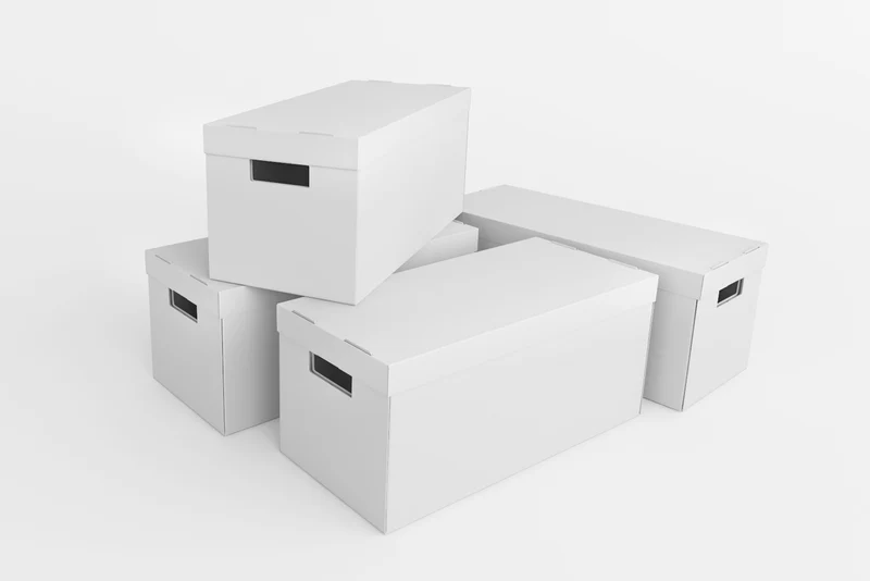 Kallax Boxen aus weißem Pappkarton