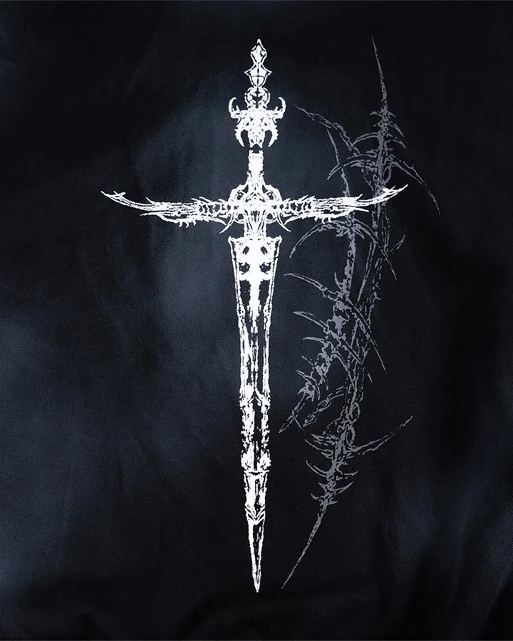 KIIKIO Dark Gothic Cross Graphic Zip Hoodie