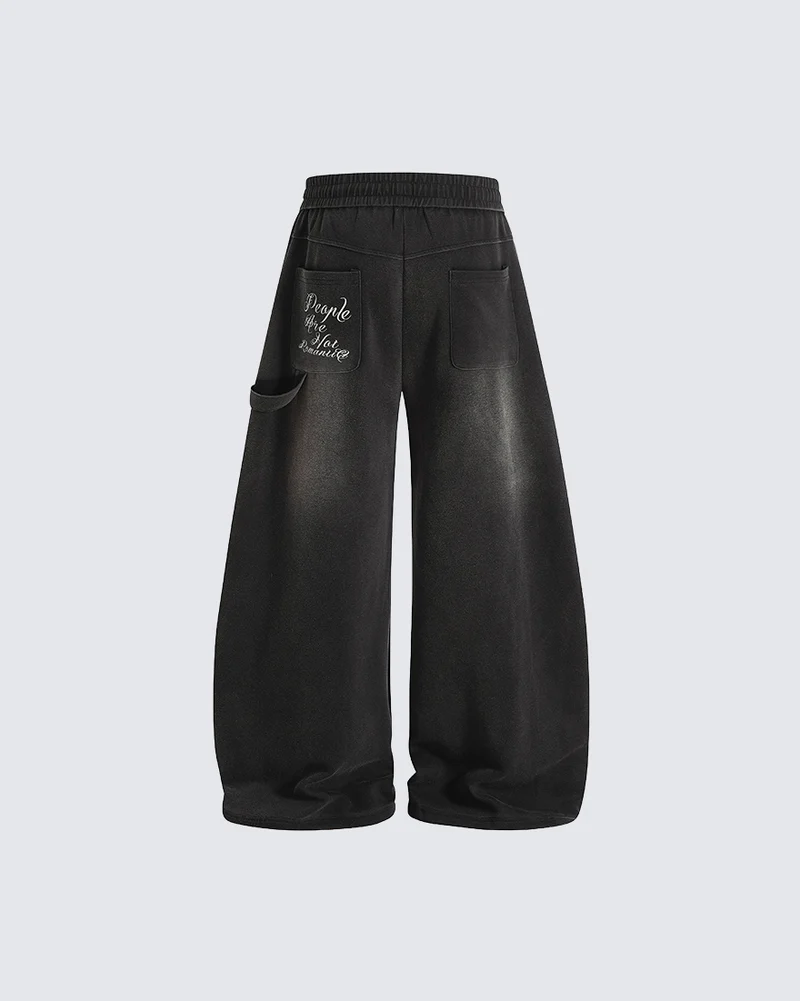 KIIKIO Dark Letter Embroidery Wide Leg Sweatpants