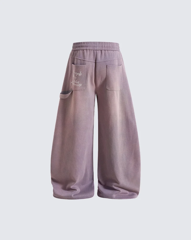 KIIKIO Dark Letter Embroidery Wide Leg Sweatpants