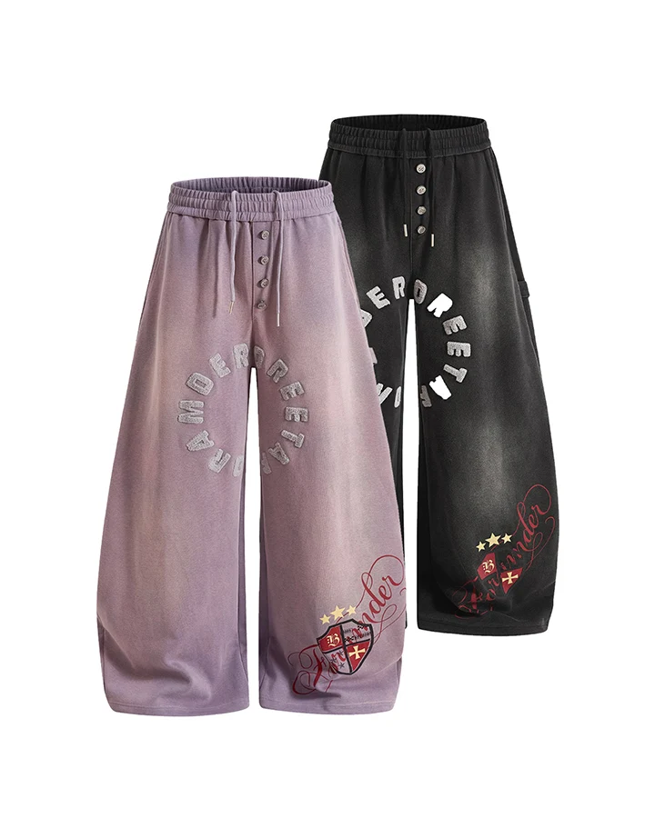 KIIKIO Dark Letter Embroidery Wide Leg Sweatpants