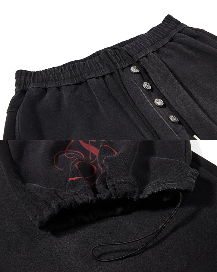 KIIKIO Dark Letter Embroidery Wide Leg Sweatpants
