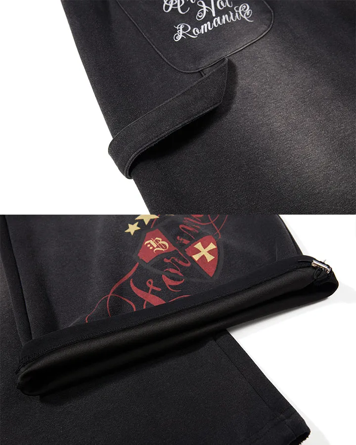 KIIKIO Dark Letter Embroidery Wide Leg Sweatpants