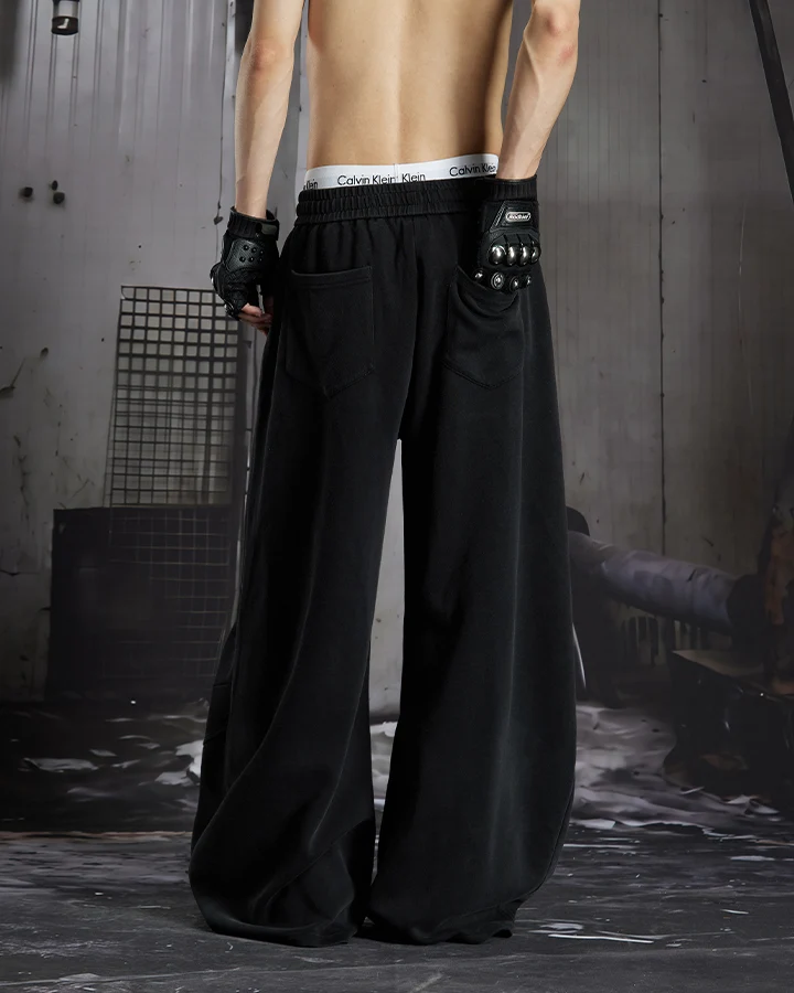 KIIKIO Gradient Washed Embroidered Wide Leg Sweatpants