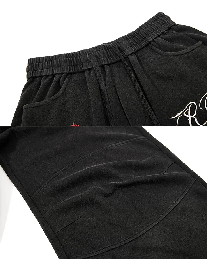 KIIKIO Gradient Washed Embroidered Wide Leg Sweatpants