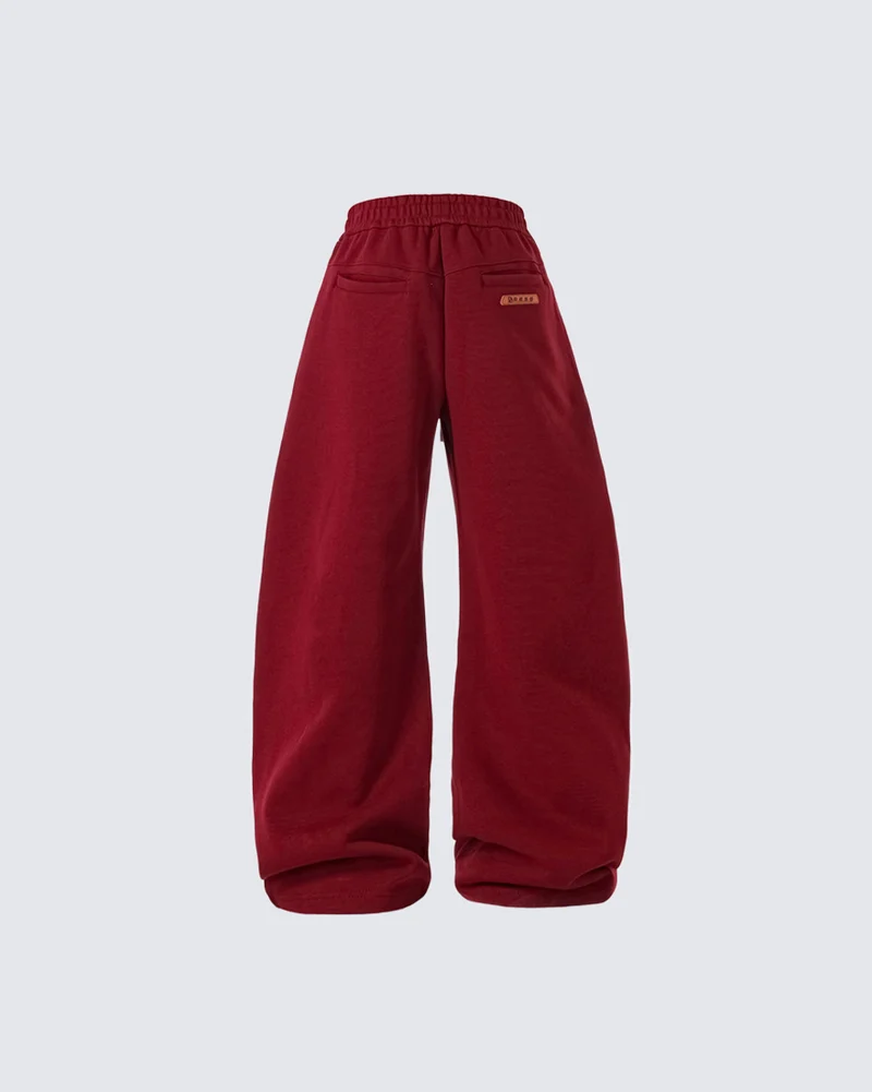 KIIKIO Contrast Panel Number Wide Leg Sweatpants