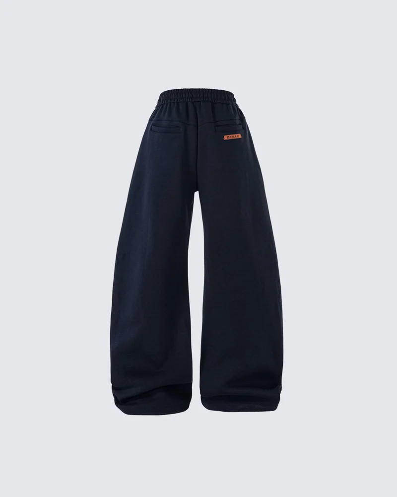 KIIKIO Contrast Panel Number Wide Leg Sweatpants