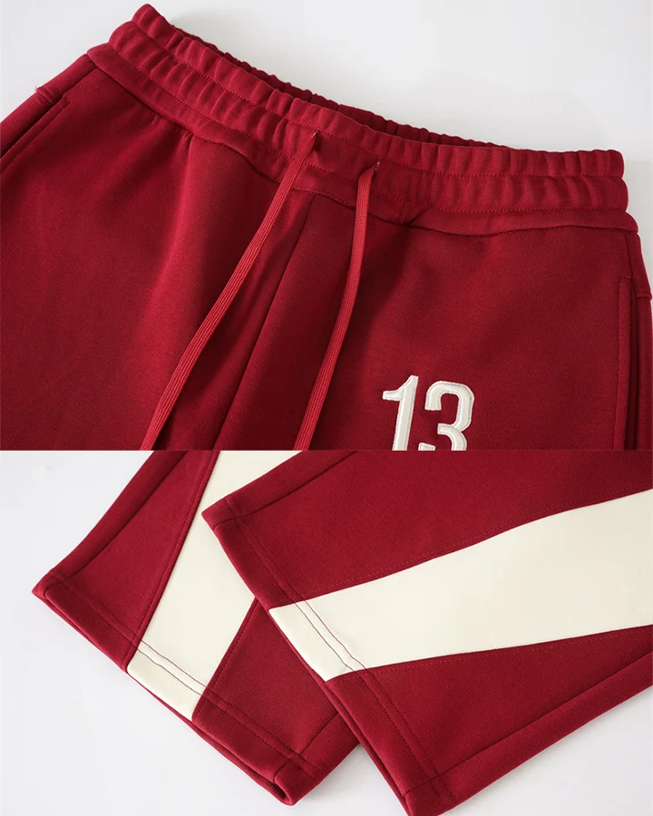 KIIKIO Contrast Panel Number Wide Leg Sweatpants
