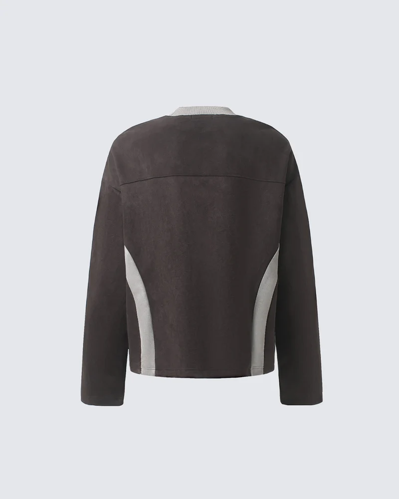 KIIKIO Street Contrast Panel Oversized Long Sleeve Tee