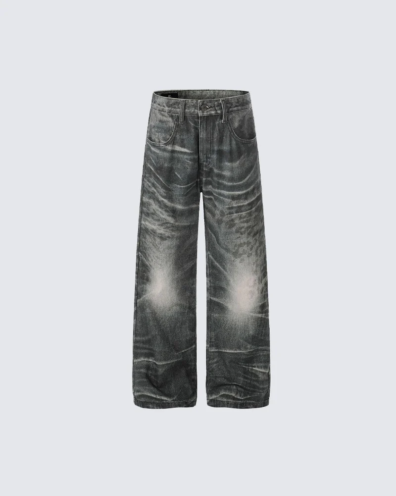 KIIKIO Vintage Washed Wide Leg Denim Jeans